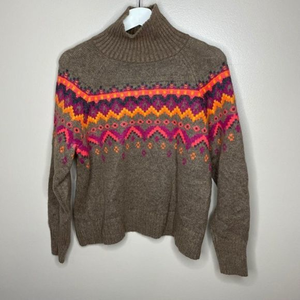 Lou & Grey Fair‎ Isle Brown Turtleneck Sweater